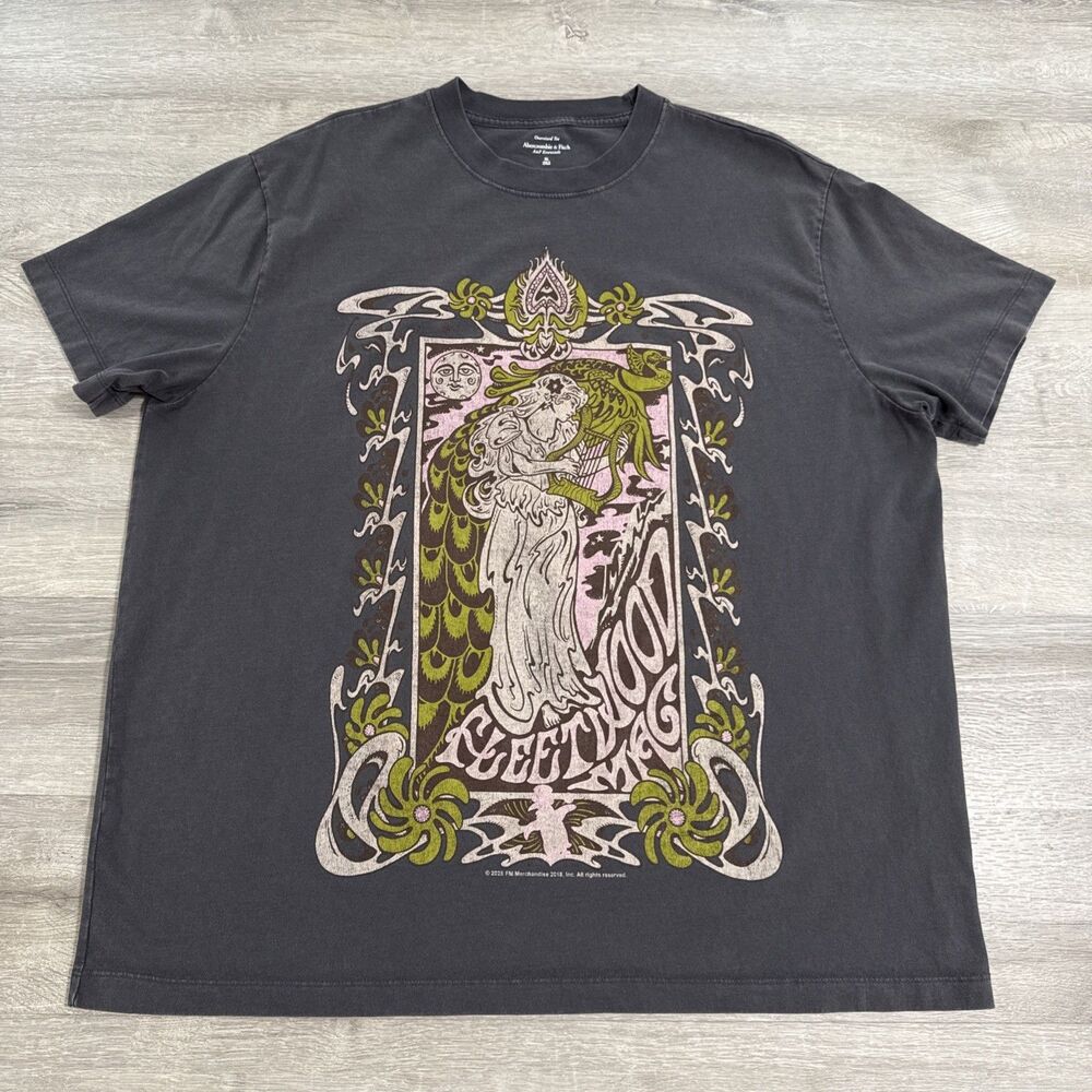 Fleetwood Mac Shirt Men’s XL Abercrombie & Fitch Gray Oversized Psychedelic